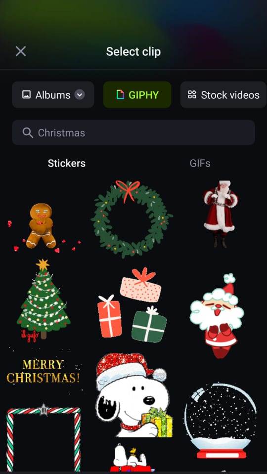 add stickers to video Christmas stickers